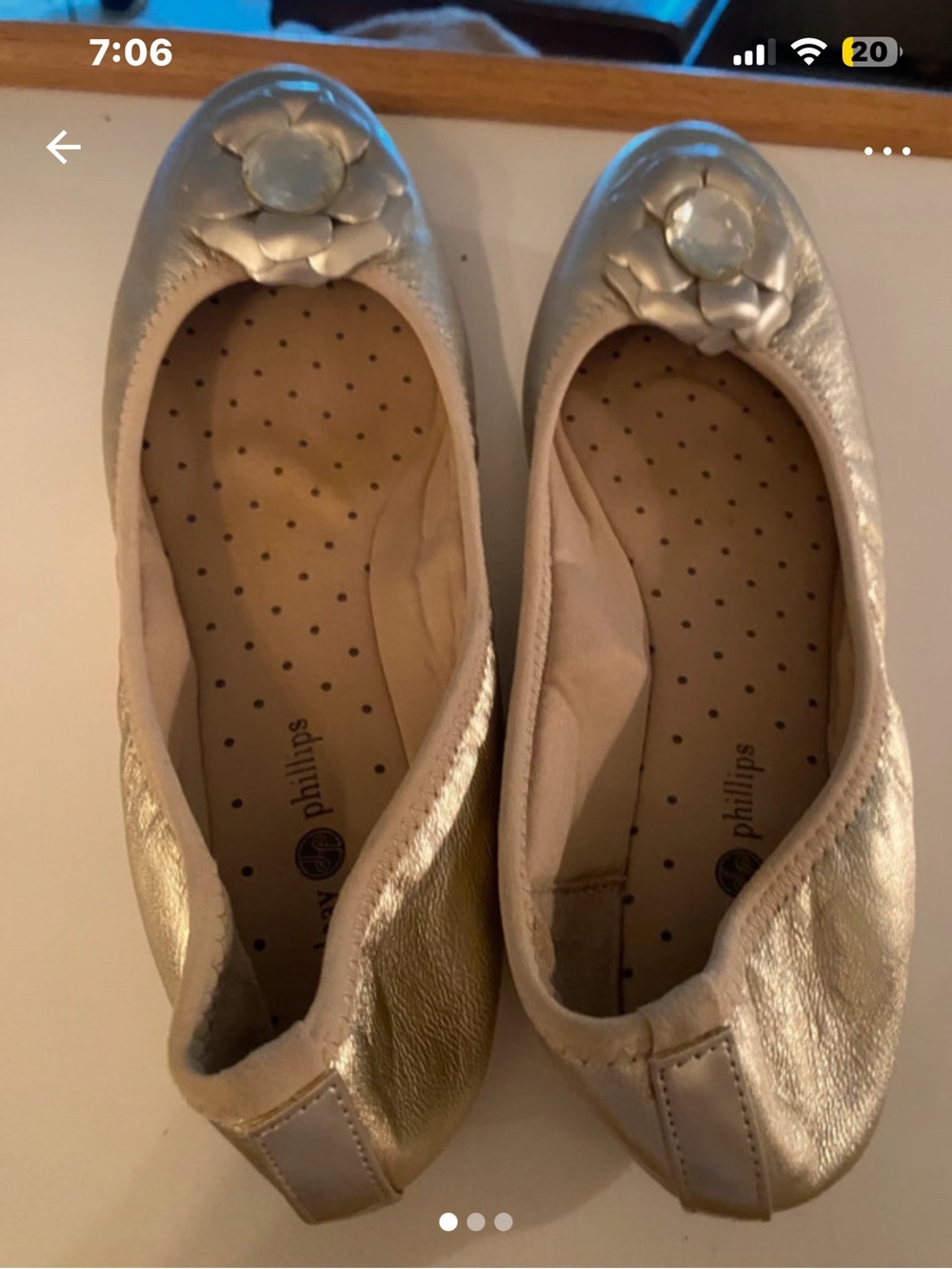 Lindsay Phillips Interchangeable Snap Ballet Flat Gold Flats
